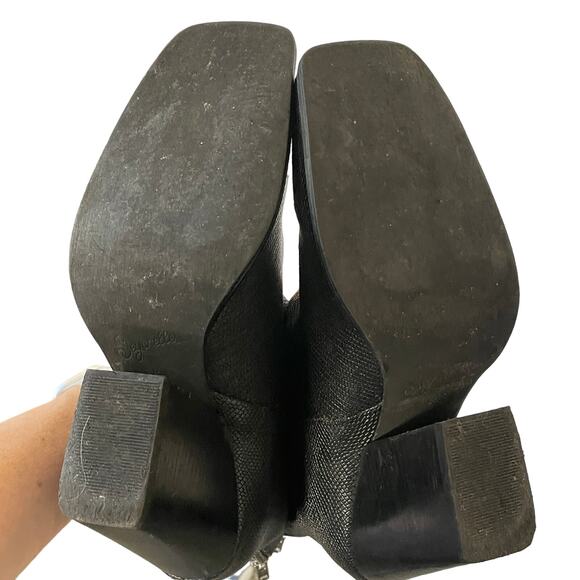 Seychelles Square Toe Leather Western Block Heel Zipper Black Bootie Size 8.5 - Picture 5 of 9